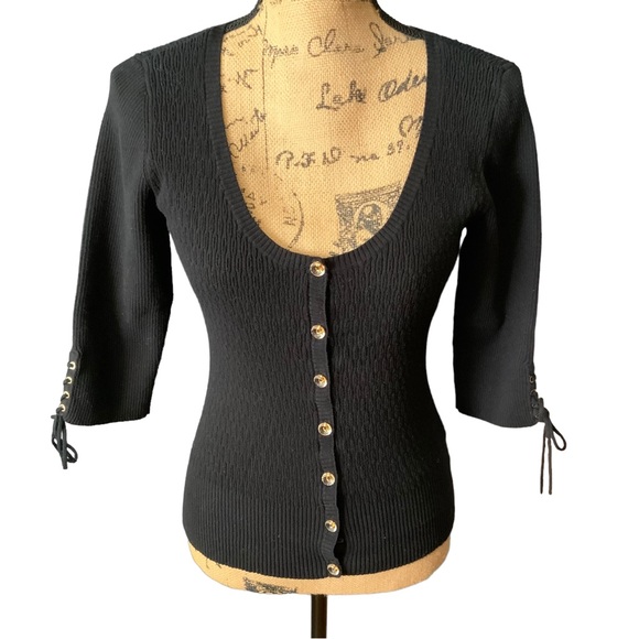 Guess Black Button Down Sweater Size XL - Picture 2 of 10